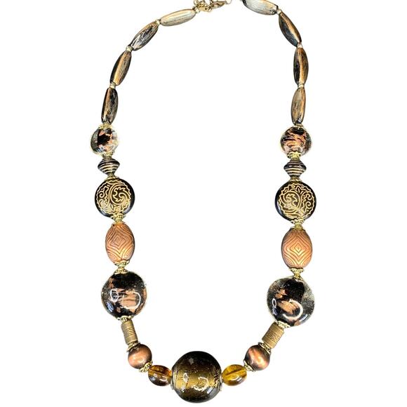 Murano Glass Beaded Statement Necklace Vintage Boho 22" - Picture 2 of 7